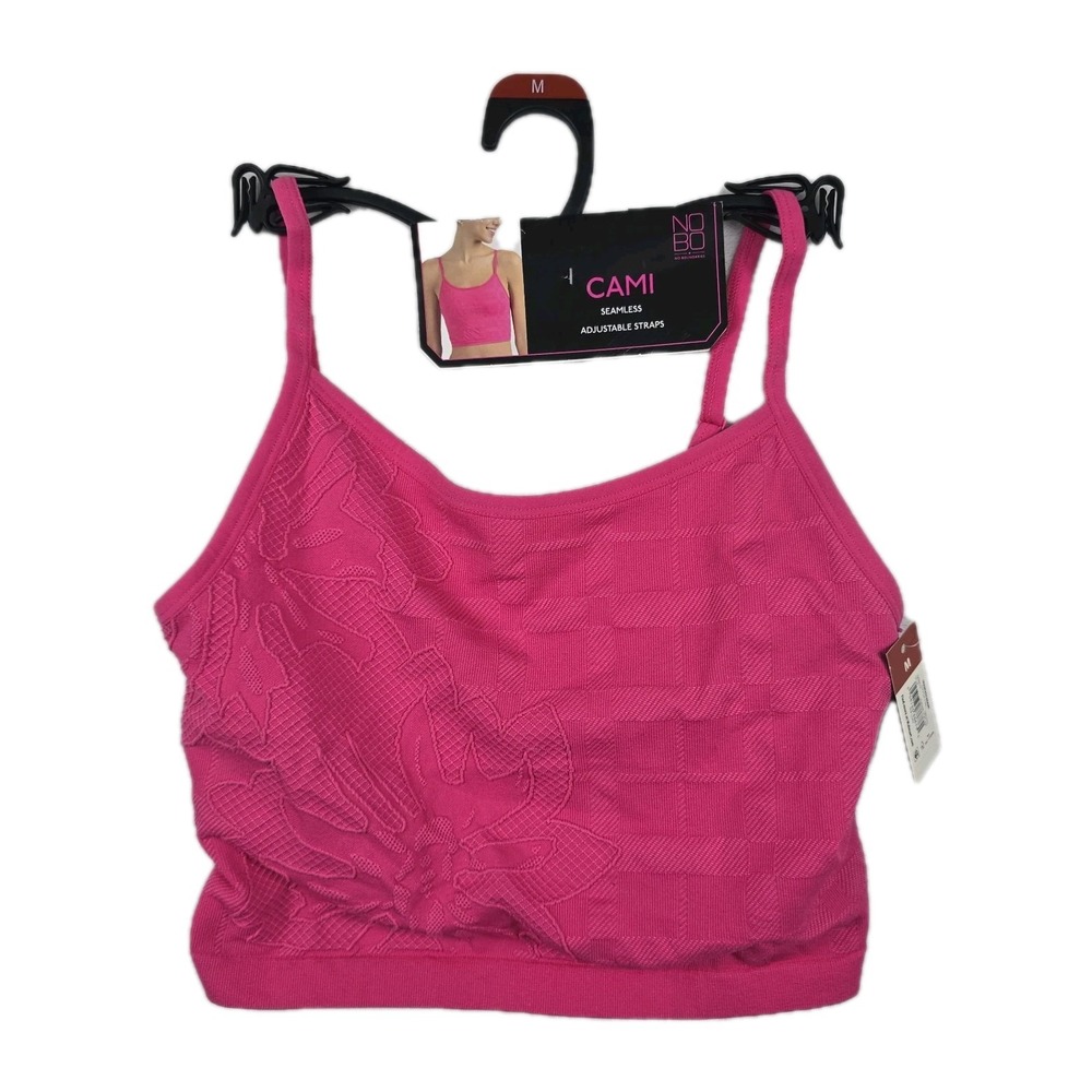 No Boundaries Seamless Bra Cami Fuchsia Thrill Pink Floral Textured Medium